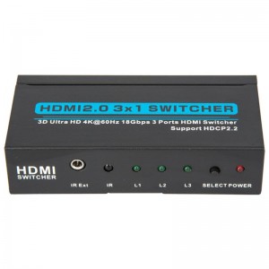 V2.0 HDMI 3x1 스위처 지원 3D 울트라 HD 4Kx2K @ 60Hz HDCP2.2