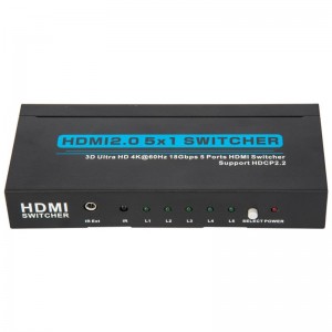 V2.0 HDMI 5x1 스위처 지원 3D 울트라 HD 4Kx2K @ 60Hz HDCP2.2