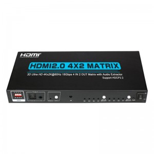 오디오 추출기를 가진 V2.0 HDMI 4x2 모체 지원 매우 HD 4Kx2K @ 60Hz HDCP2.2 18Gbps