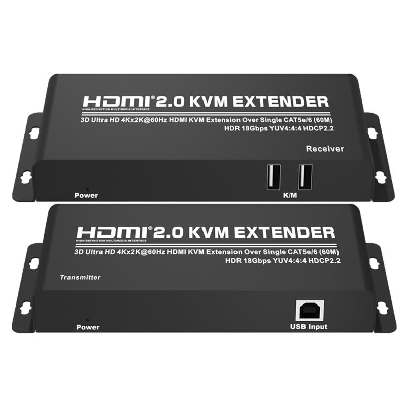 HDMI 2.0 KVM Extender 60m over 단일 CAT5e \/ 6 지원 Ultra HD 4Kx2K @ 60Hz HDCP2.2